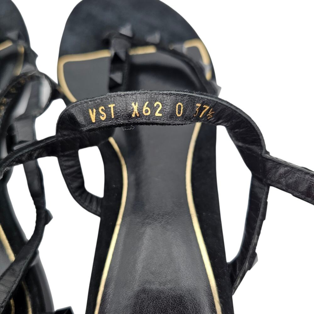 Valentino Garavani Rockstud Gladiator Flat Sandal Black Suede Size 37.5 US 7.5 - Picture 9 of 12